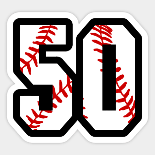 Baseball Number 50 #50 Baseball Shirt Jersey Favorite Player Biggest Fan Sticker